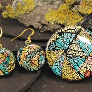 Hundertwasser Inspired Jewelry Set: Polymer Clay Necklace & Earrings