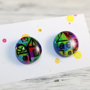 Rainbow Polymer Clay Stud Earrings: Colorful Birthday Gift