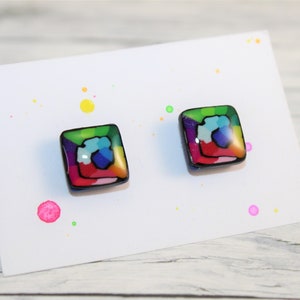 Colorful stud earrings, multicolor stud earrings, rainbow stud earrings, bohemian stud earrings, colorful studs, multicolor studs