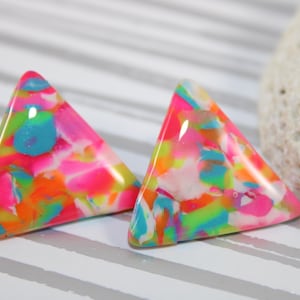 Neon earrings, neon stud earrings, neon studs, small neon earstuds, birthday gift, pink neon studs, pink neon earstuds, yellow neon studs
