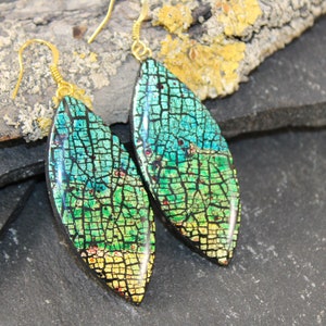Turquoise Dangle Earrings: Hundertwasser Inspired Polymer Clay Jewelry