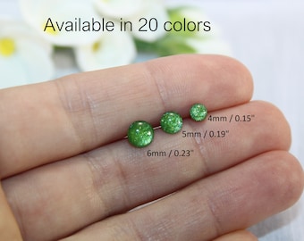 tiny green glitter stud earrings, small green sparkly stud earrings, little green glitter stud earrings, small green glitterstuds