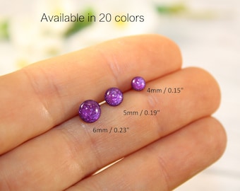 tiny glitter purple stud earrings, small glitter purple stud earrings, little glitter purple stud earrings,small glitter purle stud earrings