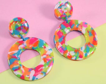 Pendientes llamativos de neón, joyas ligeras para uso diario, pendientes de neón para festivales.