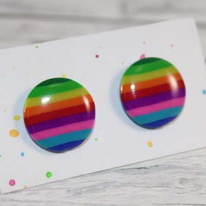 Rainbow City Polymer Clay Stud Earrings