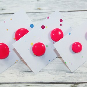 neon pink stud earrings, neon pink studs, neon pink earstuds, tiny neon pink stud earrings, earrings for men, minimalist pink studs