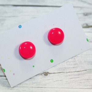 Neon pink stud earrings, neon pink studs, tiny neon pink stud earrings, dot neon pink earrings, neon pink stud earrings for girls
