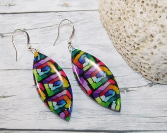 Rainbow long earrings, rainbow dangle earrings, bohemian earrings, rainbow drop earrings, statement earrings,  lgbtq earrings