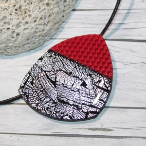 Big red necklace, red shiny pendant, red necklace, birthday gift, big red sparkly necklace, big red glitter necklace, gift for her