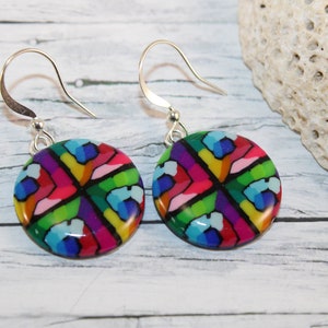 Rainbow Polymer Clay Earrings: Colorful Bohemian Jewelry