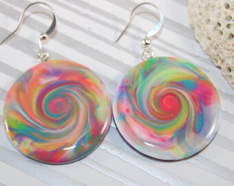 Neon earrings, big neon earrings, neon statement earrings, neon dangle earrings