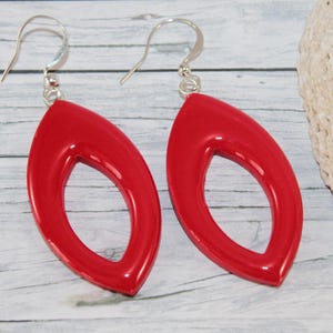 Red Polymer Clay Dangle Earrings: Minimalist Resin Jewelry