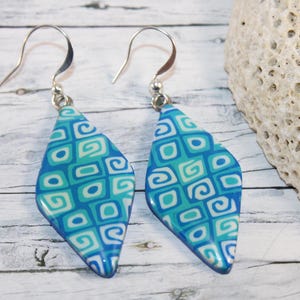 Blue Polymer Clay Dangle Earrings: Turquoise Resin Jewelry