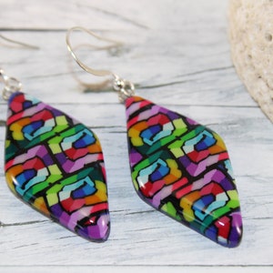 Rainbow Polymer Clay Earrings: Silver Plated Hooks, LGBTQ Jewelry