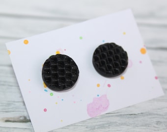 Black stud earrings black 3D studs, post earrings, tiny black stud earrings, dot earrings, minimalist black studs