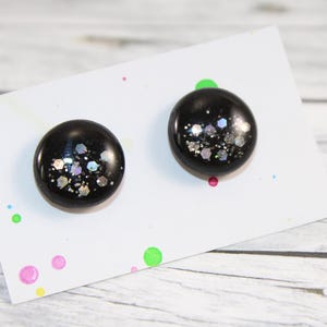 Black stud earrings silver stud earrings, black studs, silver studs, post earrings, tiny stud earrings, dot earrings,elegant earrings,