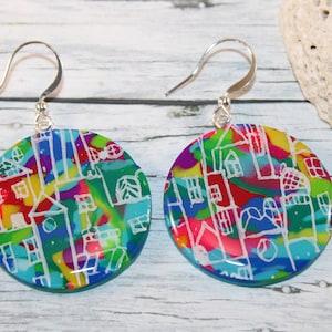 Pendientes arcoíris, pendientes colgantes multicolor, pendientes coloridos, pendientes boho, pendientes hippies, regalo de cumpleaños