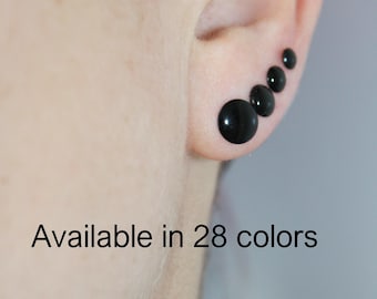 minimalistische zwarte studs, kleine zwarte studs 4 mm 5 mm 6 mm, mini dot studs, zwarte studs voor mannen, eenvoudige studs