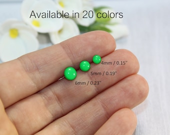 tiny neon green stud earrings, small neon green stud earrings, little green stud earrings, small green studs, little green studs