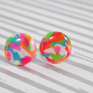 Neon earrings, neon stud earrings, neon studs, small neon earstuds, birthday gift, pink neon studs, orange neon studs, green neon studs