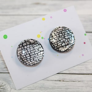 Black glitter stud earrings, black sparkly studs, black post earrings, tiny black silver stud earrings, dot silver earrings,birthday gift