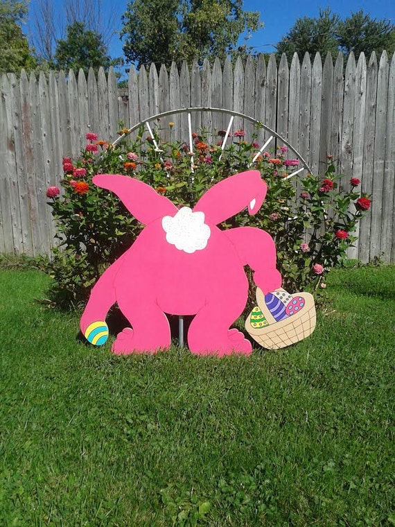 Easter Bunny Outdoor Wood Yard Art Easter Decor Lawn Decoration