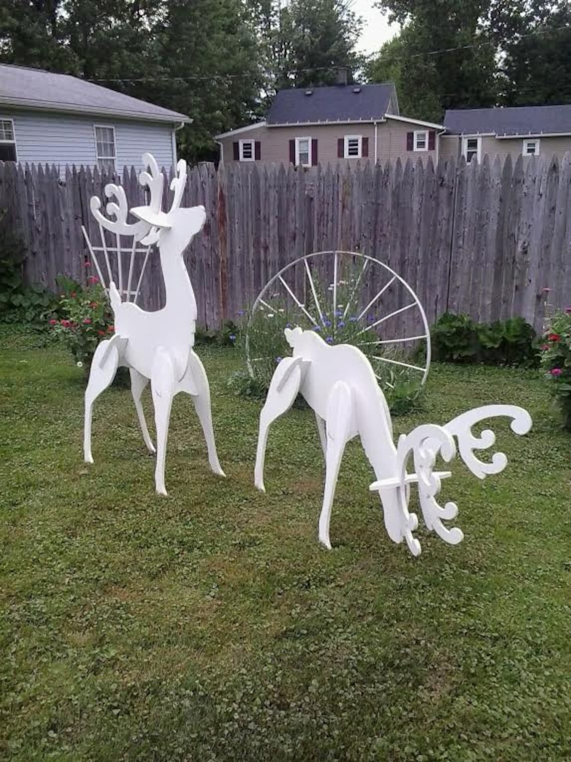 Outdoor White Reindeer Christmas Wood Yard Art lawn Decoration Etsy