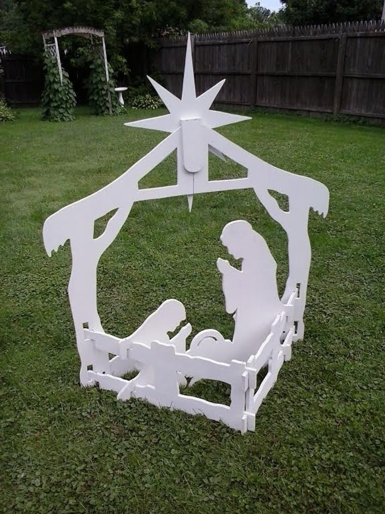 Escena al aire libre yarda de madera arte césped decoración de | Etsy