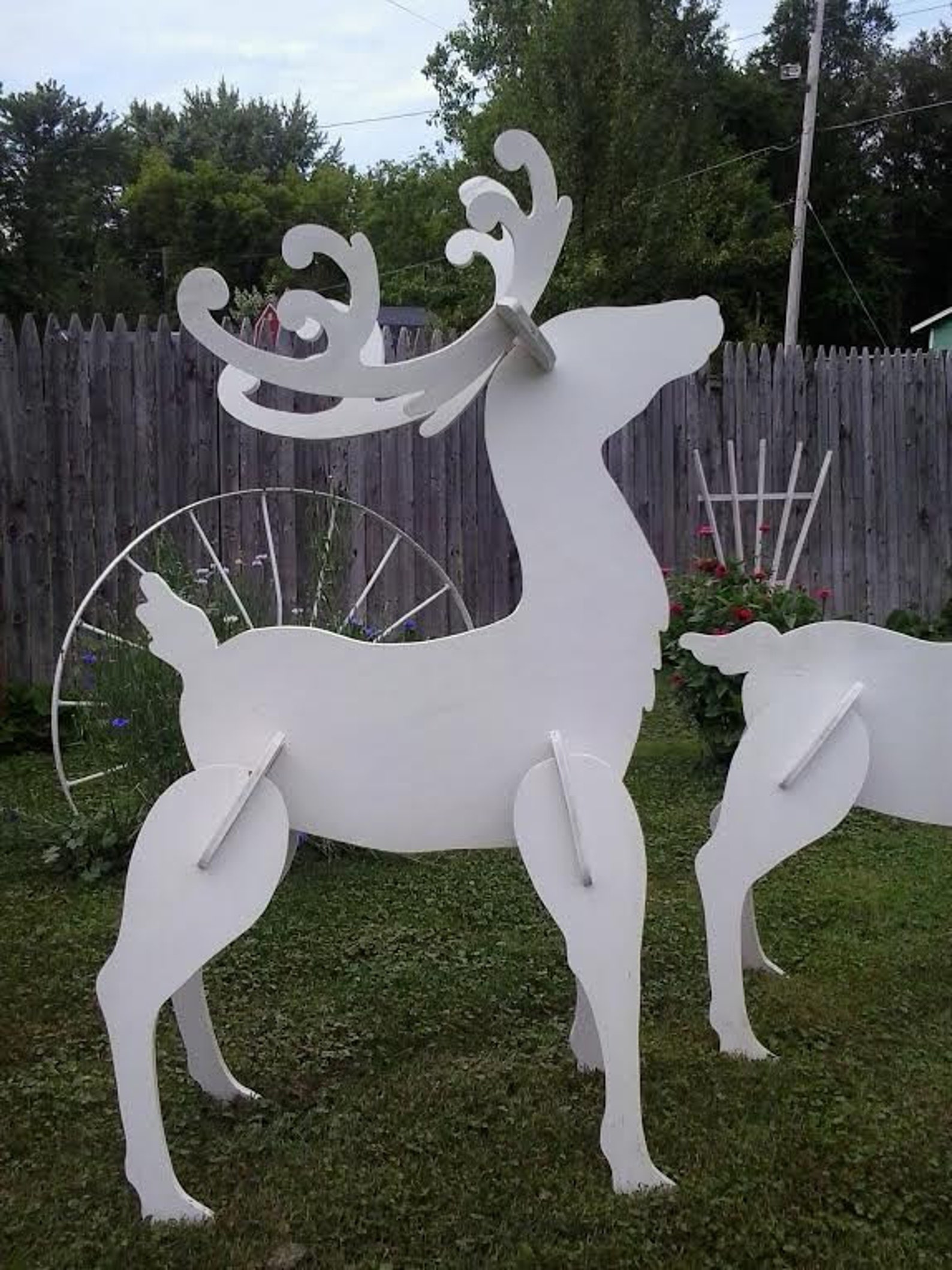 Outdoor White Reindeer Christmas Wood Yard Art lawn Decoration  Etsy