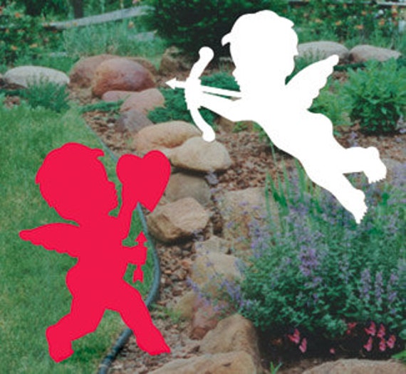 Valentine S Day Cupid Silhouette Pair Outdoor Wood Yard Etsy