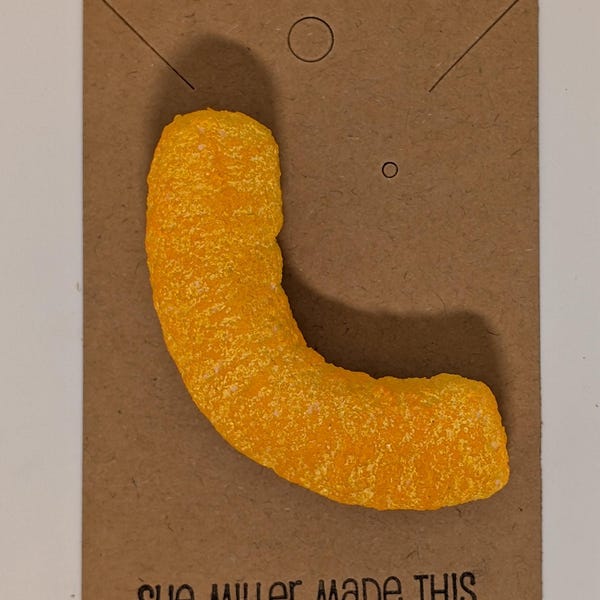Cheetos magnet, cute and handmade.  great gift! cheeto cheese puff cheese doodle