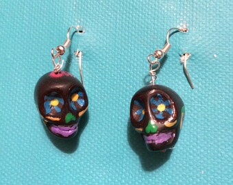 Dia de los Muertos Day of the Dead Sugar Skull Earrings calavera