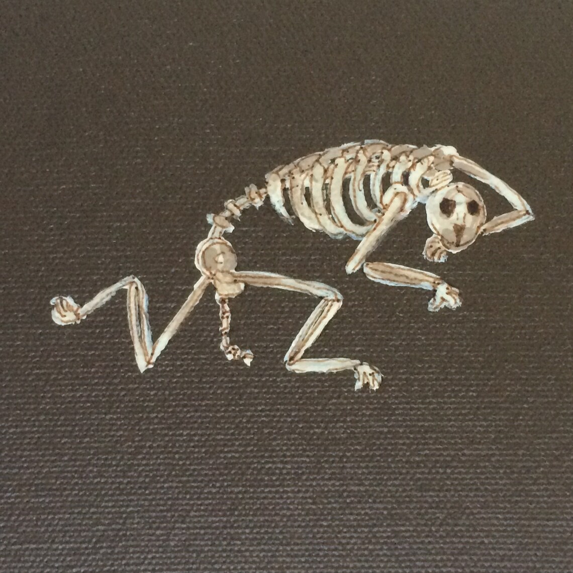Small Skeleton Dog Painting Etsy