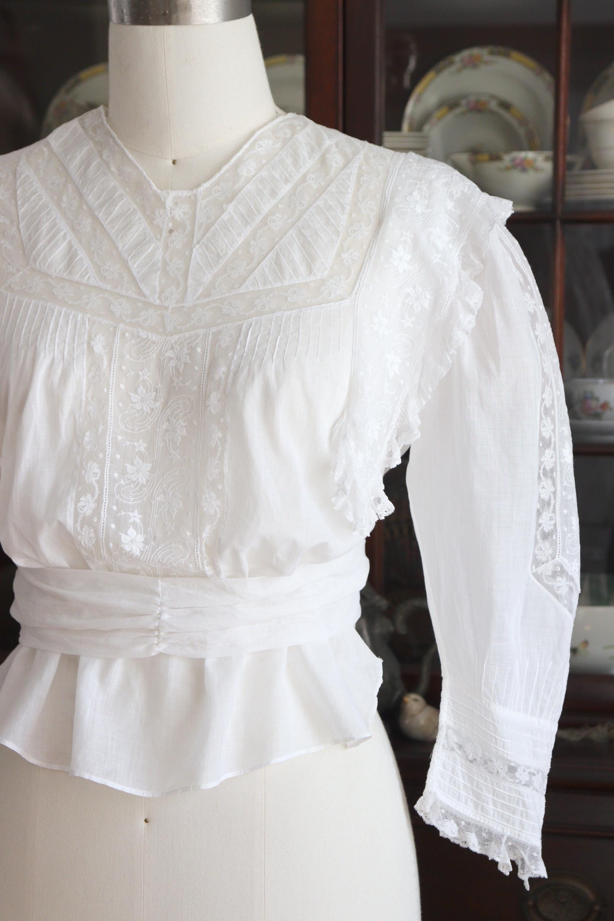 トップス 1910s Edwardian Tulle Lace Blouse 1910s Blouse - Etsy Canada