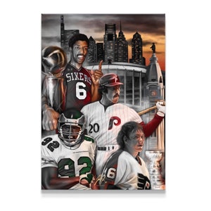 Philadelphia Sports Wandkunst, Philly Players Kunstwerk, berühmte Spieler Poster, Sport Leinwanddruck, Sport Fan Geschenk, amerikanischer Sport Druck