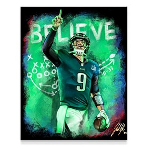 Foles &quot;DESTINY&quot; Canvas Print, American Football Artwork, College Dorm Wall Decor, Gift For Husband, Boyfriend Gift, Football Fan Gift