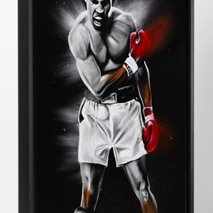 Impresión en lienzo de Ali, póster de Ali, arte de pared de boxeo, decoración de pared en lienzo de Ali, regalo para él, regalo de boxeo, lienzo motivacional, arte de pared de gimnasio
