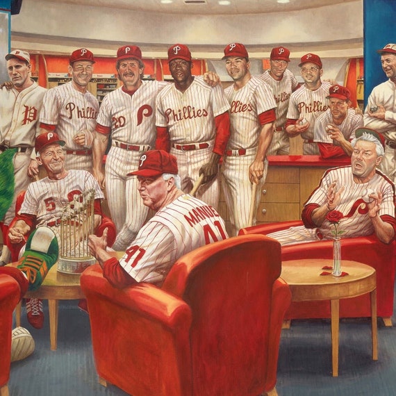 Vintage 1980 Philadelphia Phillies Baseball Poster, Unique World Series Gift