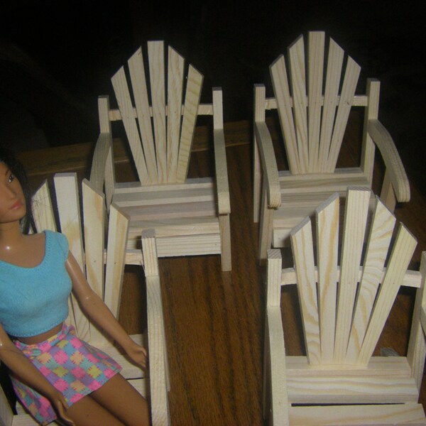Miniature Wood Chair, Play Scale, Beach Chair, Fairy Garden, Miniature Dollhouse Wood Chair, Barbie chair