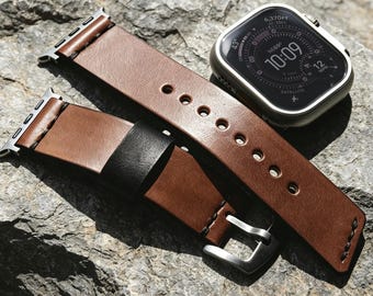 Handgefertigte Lederarmbänder (Adapter inklusive) – Kaffeebraun – Universelle, mit Apple Watch kompatible Armbänder von PRIMRIA