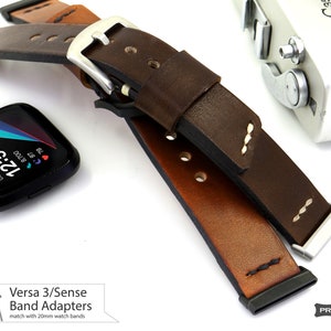 Replacement Saddle Leather Watch Straps Wrist bands for Versa 4 / Versa 3 / Versa 2 Sense image 4