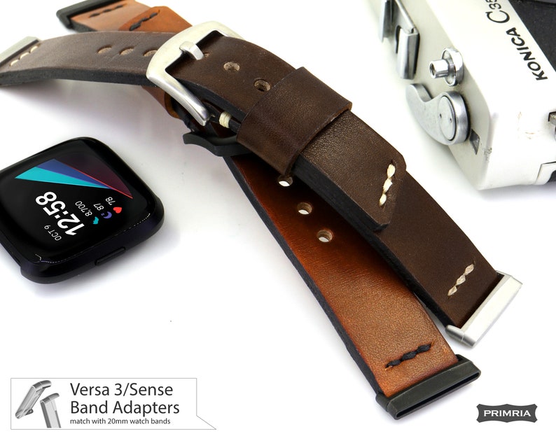 Replacement Saddle Leather Watch Straps Wrist bands for Versa 4 / Versa 3 / Versa 2 Sense image 4