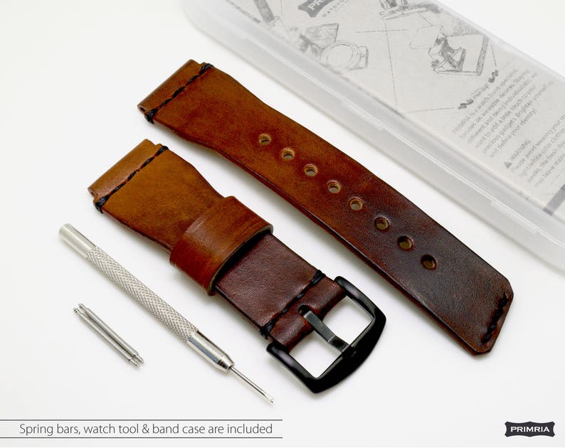 Saddle Leather Watch Straps Pilot Type D Coffee Brown Etsy
