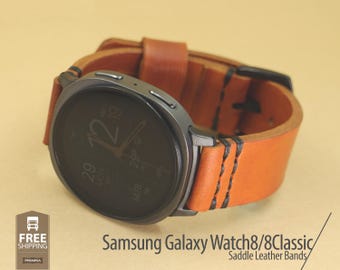 Galaxy Watch 8 / 8 Classic  スマートウォッチ用手作り革ベルト
