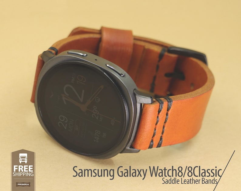 Handmade Italian Leather Galaxy Watch 8 Classic Band: Vintage Style image 1