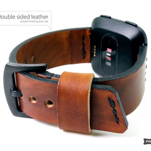 Replacement Saddle Leather Watch Straps Wrist bands for Versa 4 / Versa 3 / Versa 2 Sense image 2