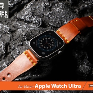 SADDLE DOUBLE-BONDED konischer breiter Lederriemen | Kompatible Apple-Uhr-Ultra Band 49 mm Serie 45 mm 41 mm 44 mm 40 mm