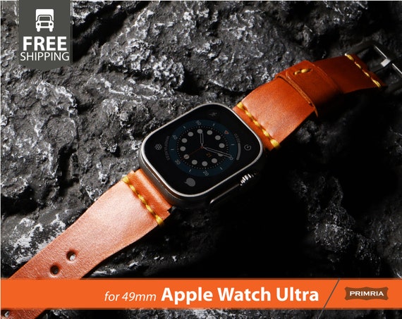 SADDLE DOUBLE BONDED Tapered Wide Leather Strap Compatible Apple Watch Ultra Band 49mm Series 45mm 41mm 44mm 40mm Etsy