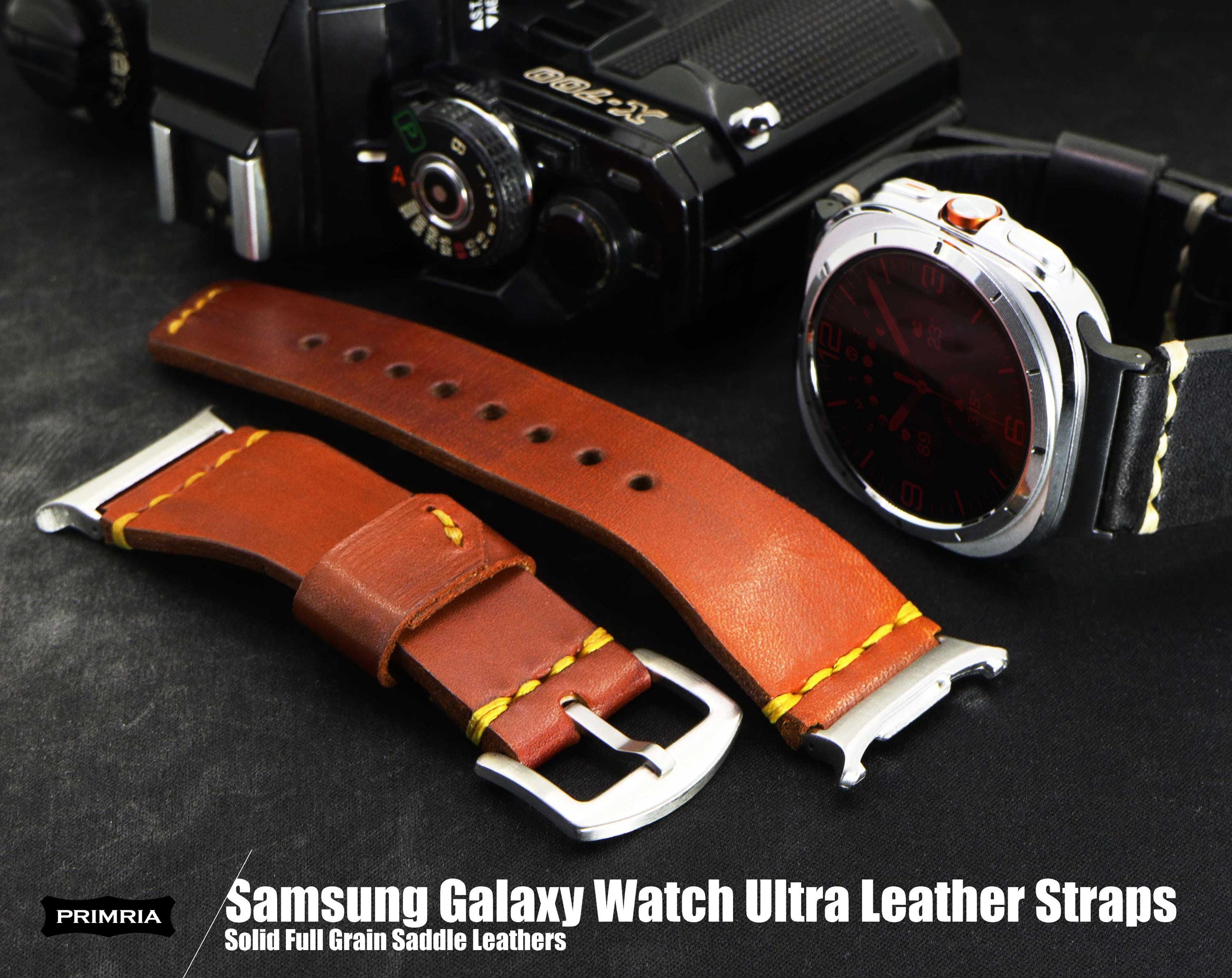Handmade Saddle Leather Watch Band for Samsung Galaxy Watch Ultra  display picture 1
