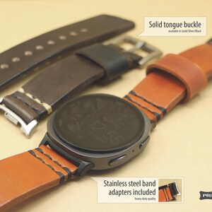 Handmade Italian Leather Galaxy Watch 8 Classic Band: Vintage Style image 3